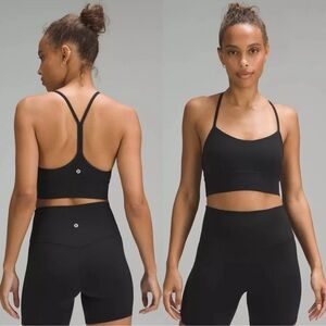 NWOT Lululemon Flow Y Nulu Longline Bra Light Support, A–C Cups Black Size 6